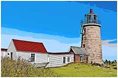 Monhegan Island Lighthouse in Maine - Digital Painting